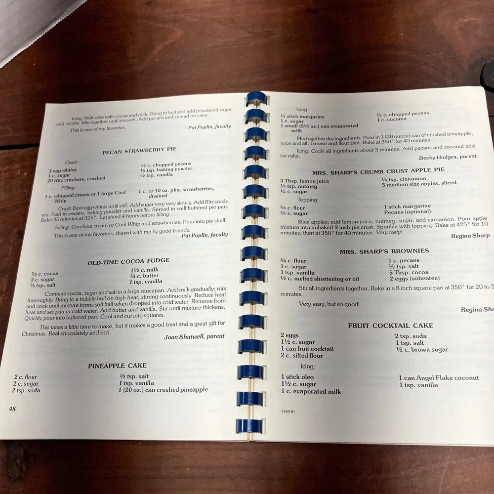 The Cafe Arrowhead 1991-1992 Arrowhead PTA Cookbook Recipes Spiral Bound
